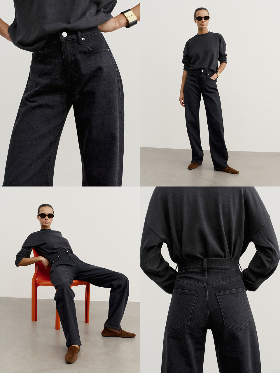 Shown in Caviar. Velvety soft, super drapey denim in a beautiful washed black.
