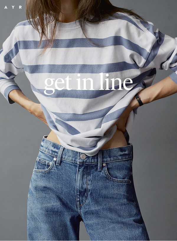 get in line. limited restock: the early mornings tee in overcast stripe.