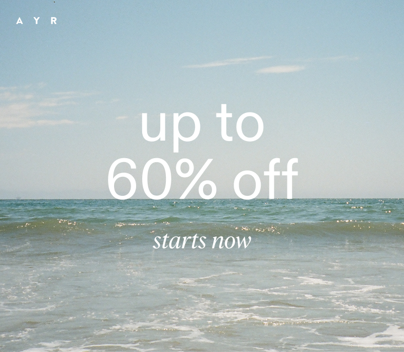 Starts now. Up to 60% off. Don't miss out.
