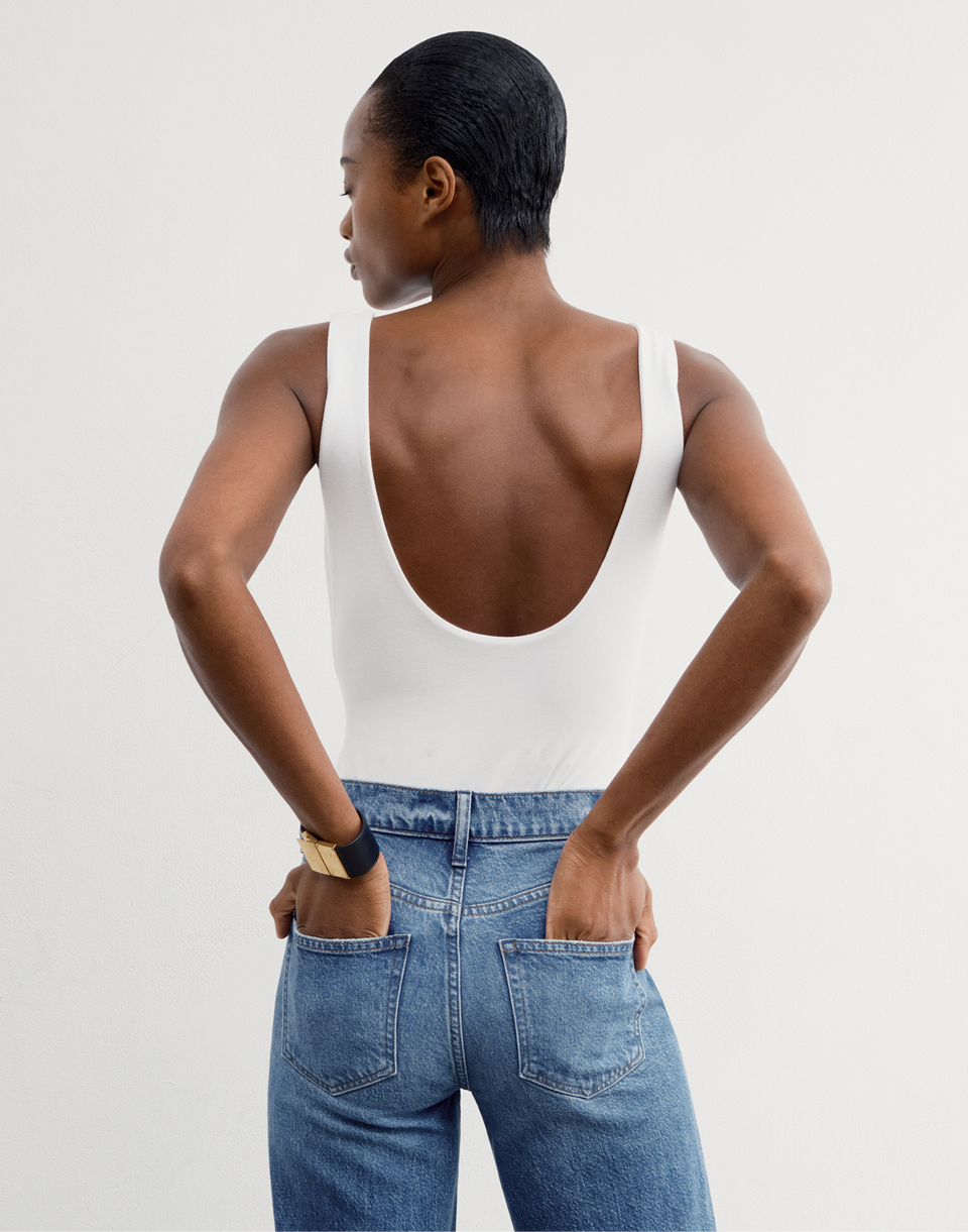 introducing: the bodysuit. shown in white. shop now.