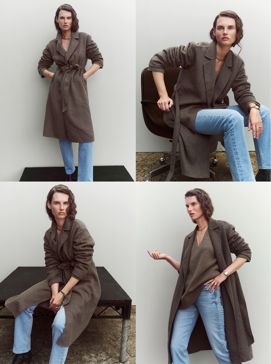 Shown in Shiitake Heather. A worthy indulgence. Unlined, so it feels more like a blanket than a coat.