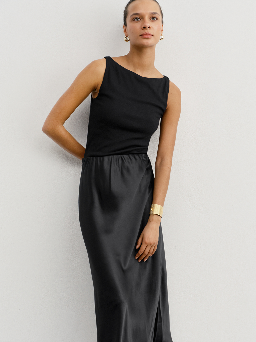 shown in black. simple. chic.