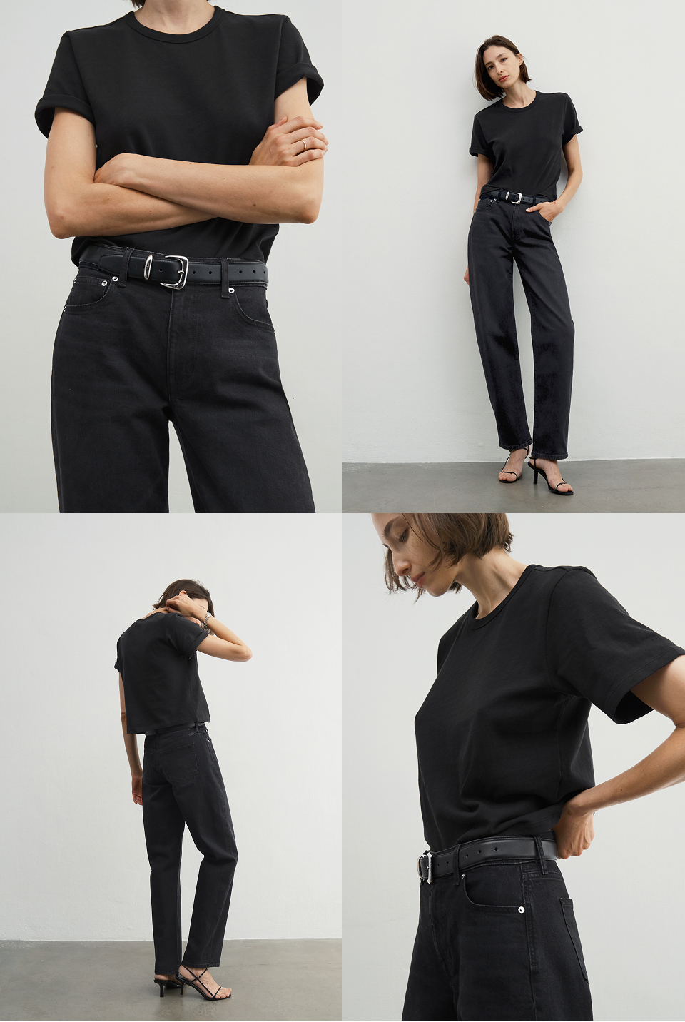 Shown in the wash Film Noir. Sophisticated black-washed denim with subtle distress details.