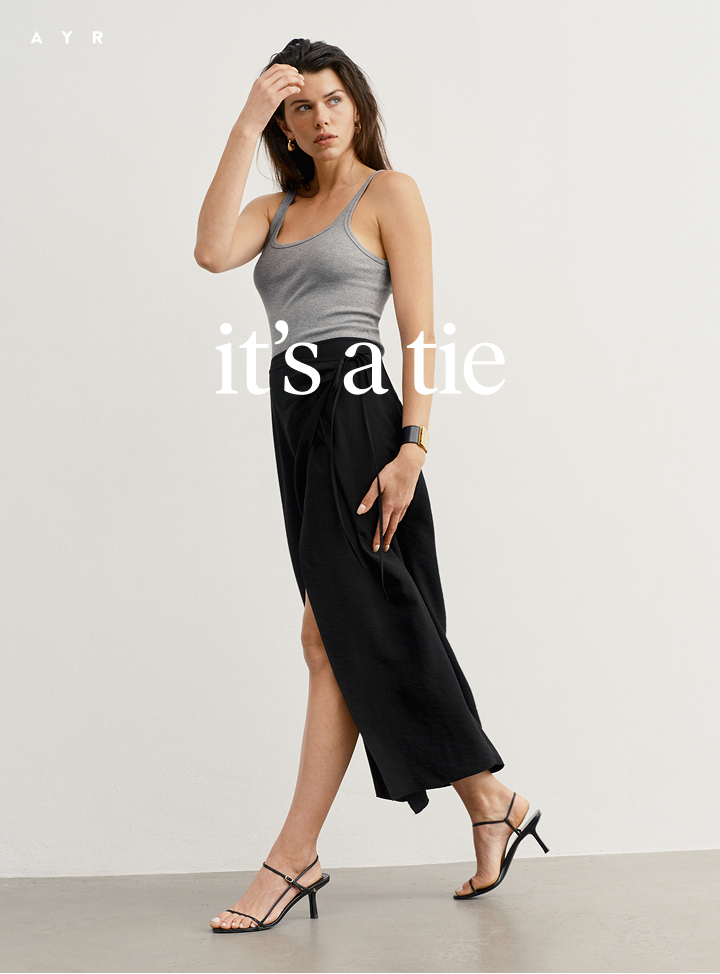 it's a tie. the pillar midi slit skirt.