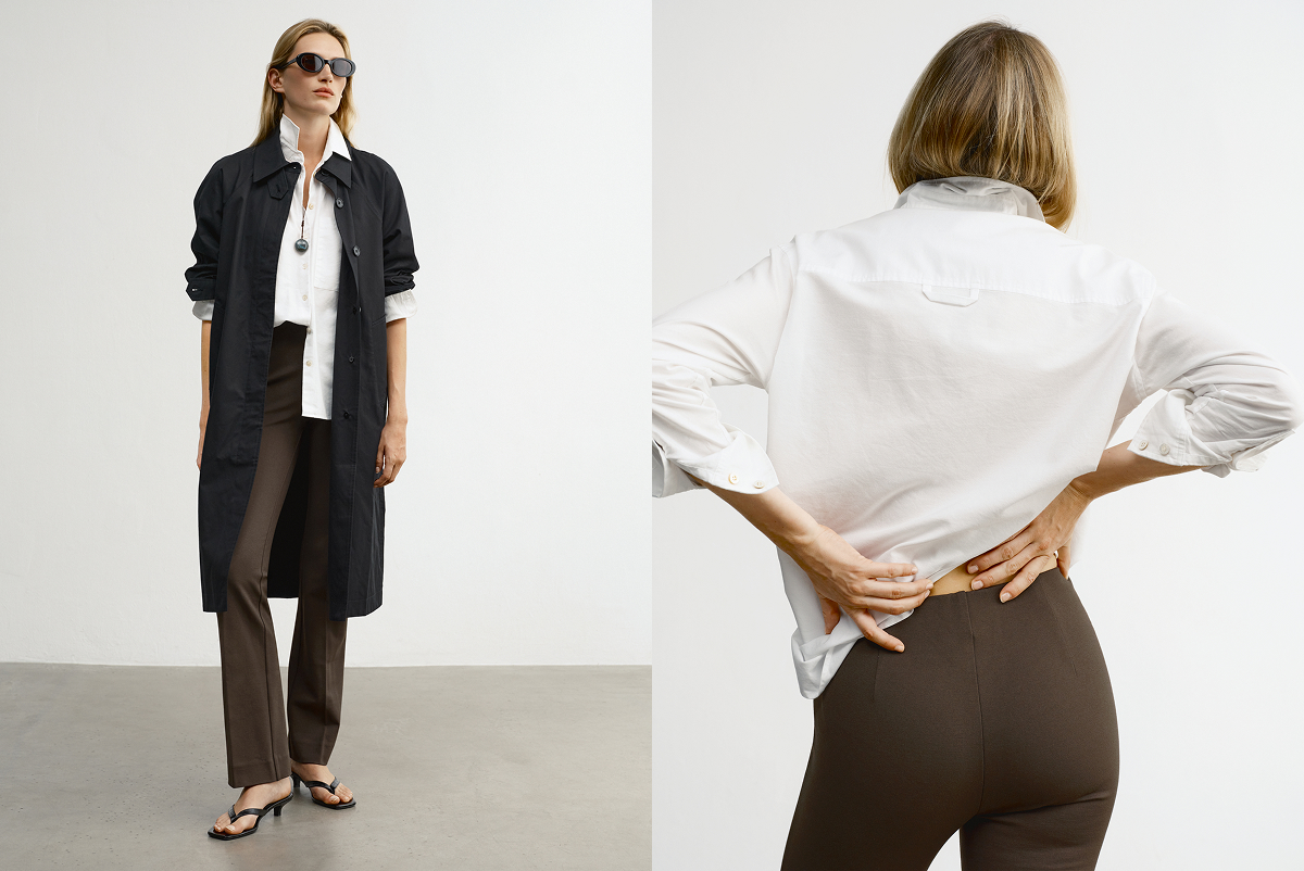  A silhouette-sculpting mini kick flare, cut from flexible, technical, Italian ponte knit.