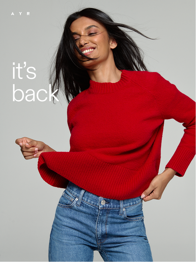 it's back. the lofty softie sweater in lipstick :)