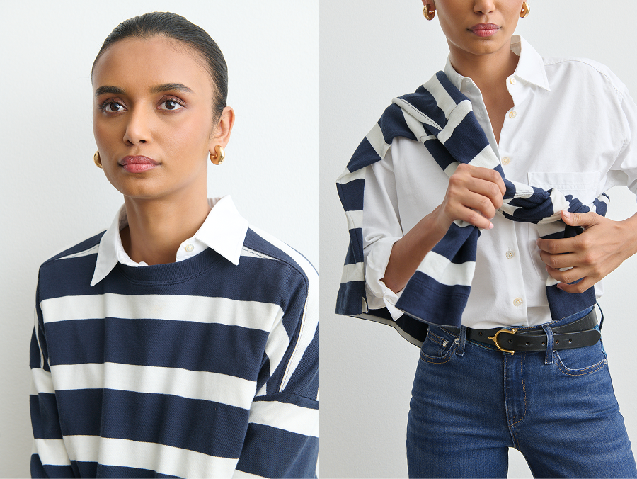 somewhere between a sweatshirt and a tee. Year-round cozy.