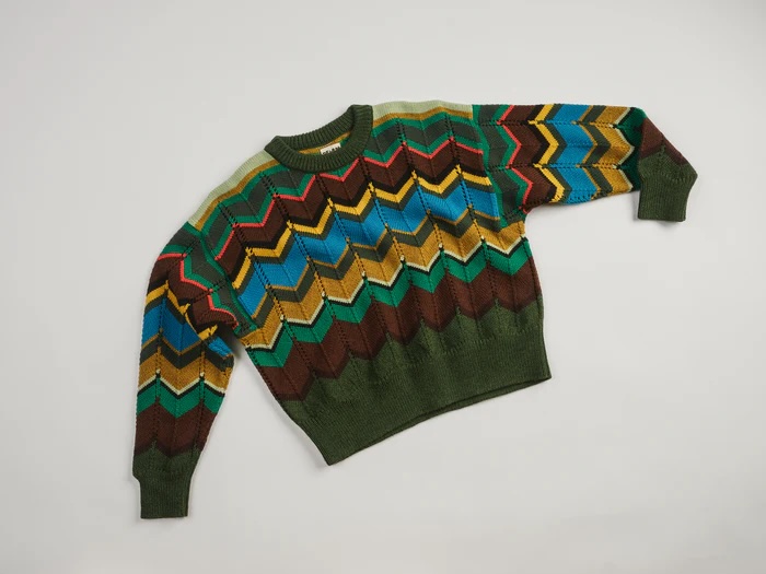 Colorful geometric patterned knitwear sweater from Degen
