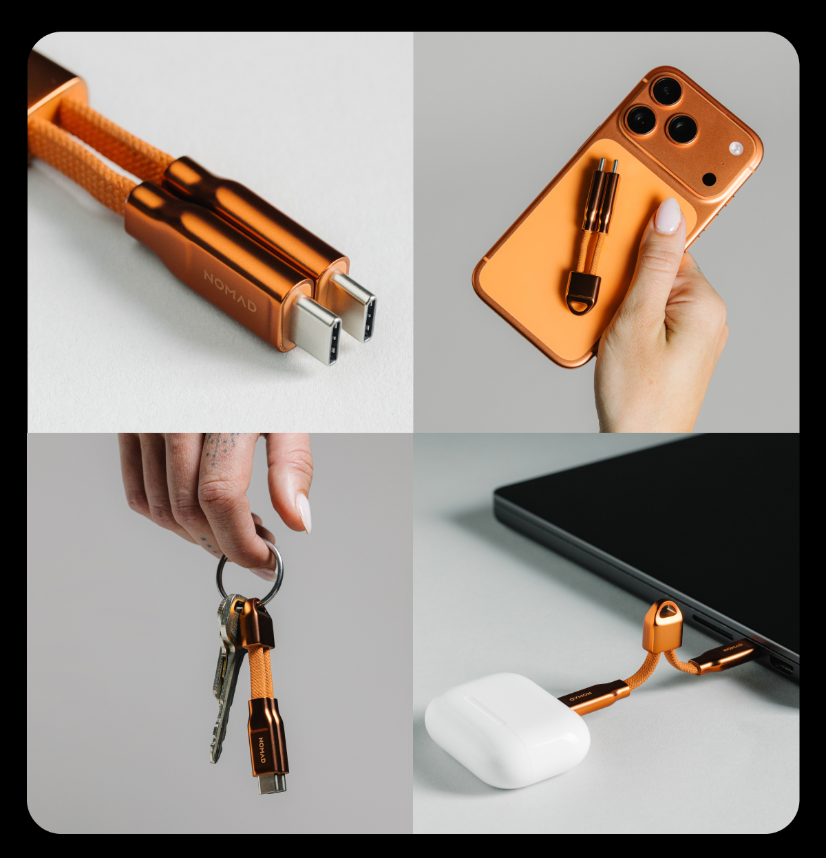 A New Generation of ChargeKey. Since its launch over 10 years ago, ChargeKey has become a Nomad essential. From day one, it's delivered fast charging and data transfer right from your keychain so you're never caught without a way to charge. And now, for the first time ever, we're excited to introduce ChargeKey in a brand new colorway. Shop Now.