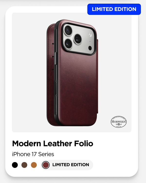 Burgundy Chromexcel Modern Leather Folio for iPhone 17 Series.