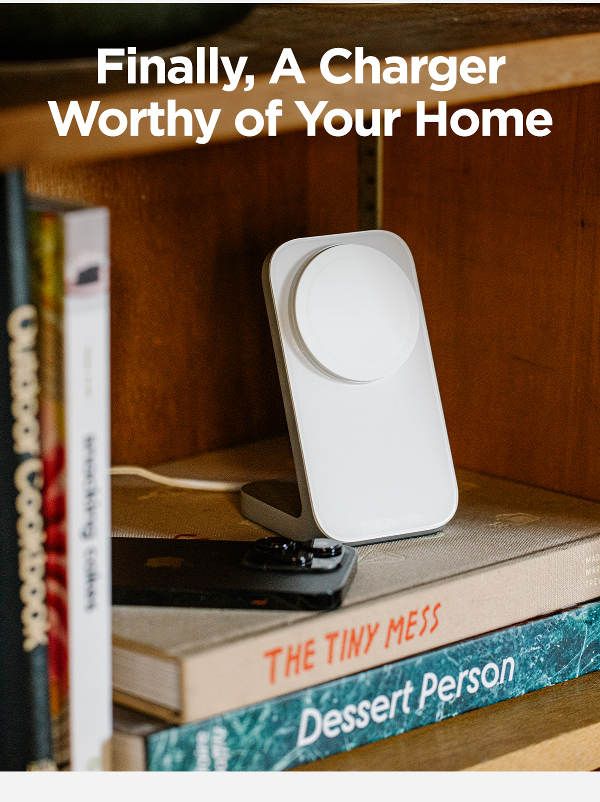 Finally, A Charger Worthy of Your Home. Meet Stand One. Machined from solid metal and finished with premium glass, Stand One fast charges your iPhone at the perfect viewing angle. Plus, flip your phone horizontally to make the most of StandBy. Get it Now