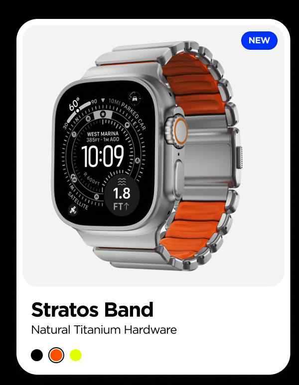 Ultra Orange Stratos Band | Natural Titanium Hardware
