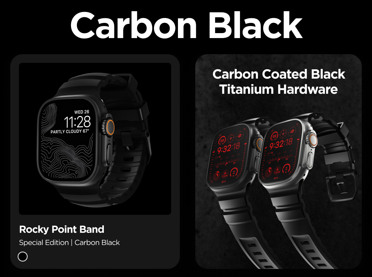 Carbon Black. Rocky Point Band. Special Edition | Carbon Black. Carbon Coated Black Titanium Hardware.