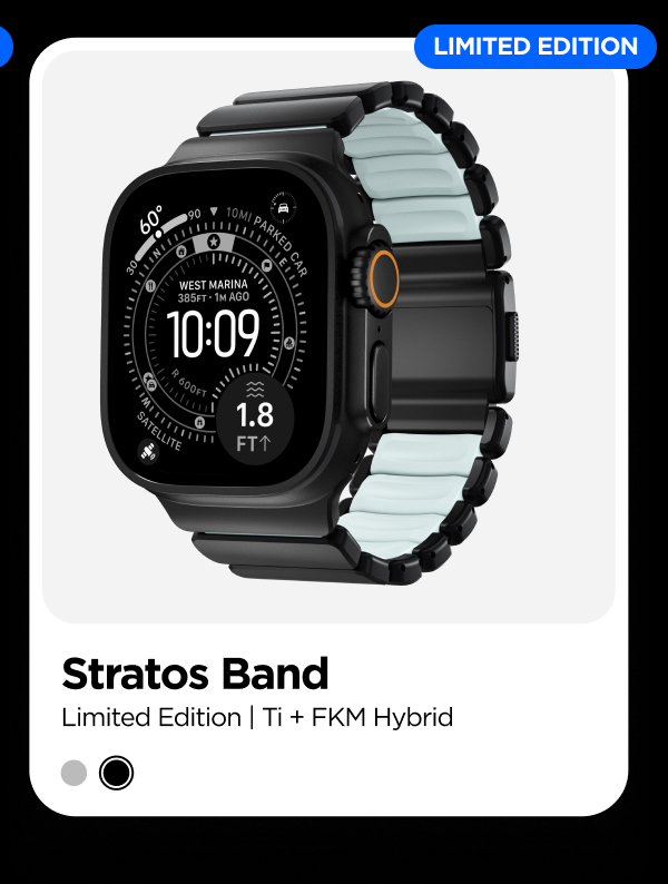Stratos Band Black Hardware. Icy Blue Glow. Limited Edition.