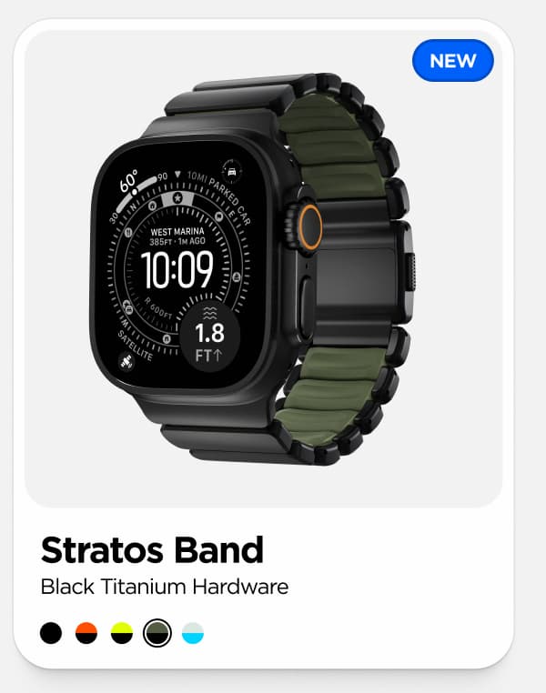 Stratos Band Black Titanium Hardware Forest FKM