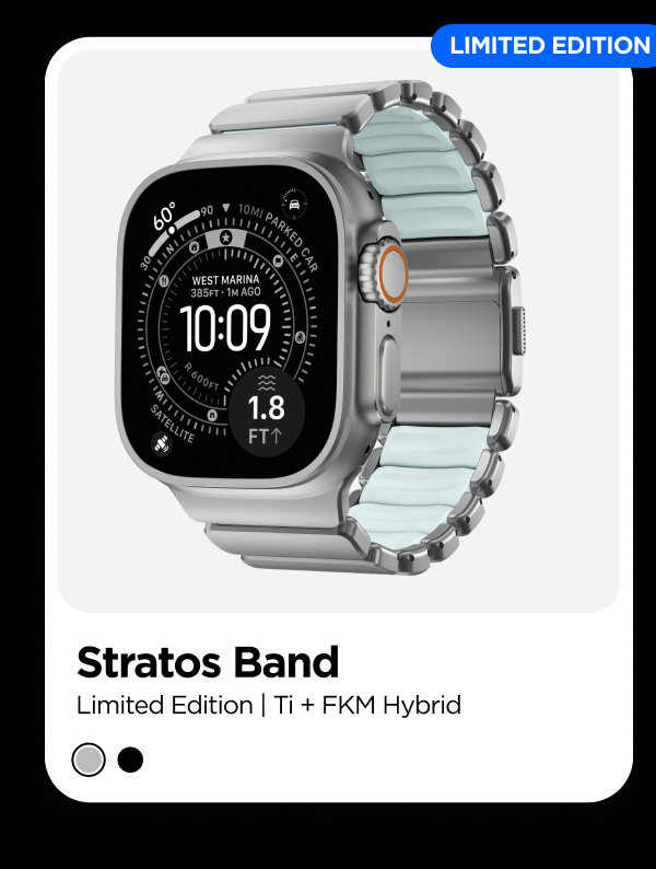 Stratos Band Natural Hardware. Icy Blue Glow. Limited Edition.