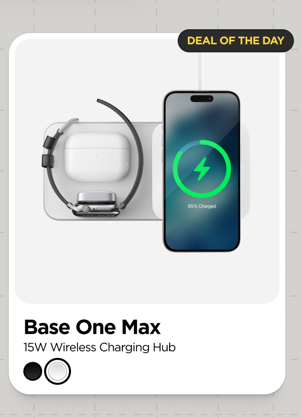 Silver Base One Max. 15W Wireless Charging Hub. Deal of the Day.