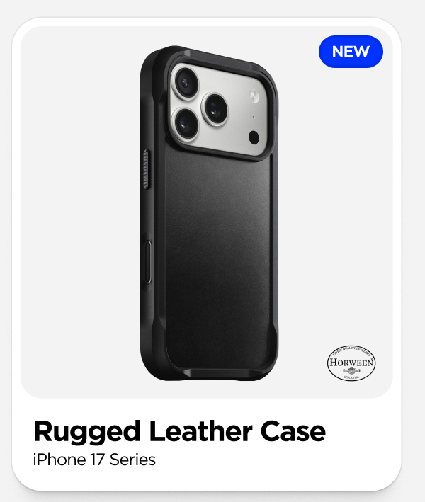 Black Rugged Leather Case for iPhone 17 Series.