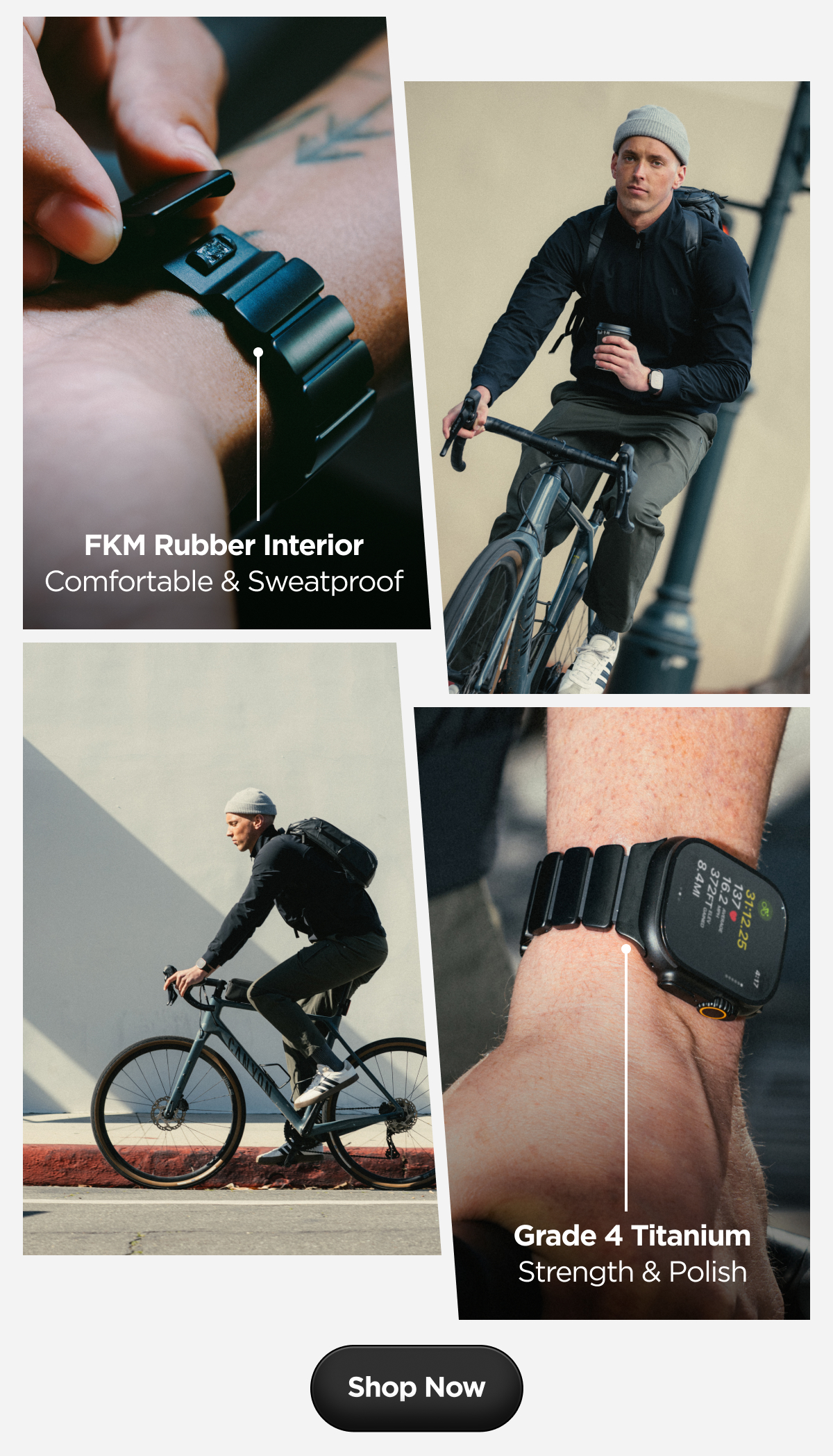 FKM Rubber Interior. Comfortable & Sweatproof. Grade 4 Titanium. Strength & Polish.
