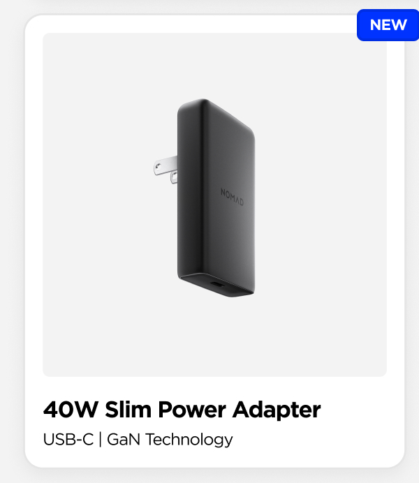 40W Slim Adapter in White. USB-C | GaN Technology