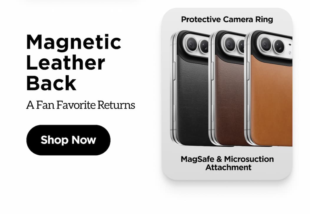 Magnetic Leather Back for iPhone Ultra. Shop Now.