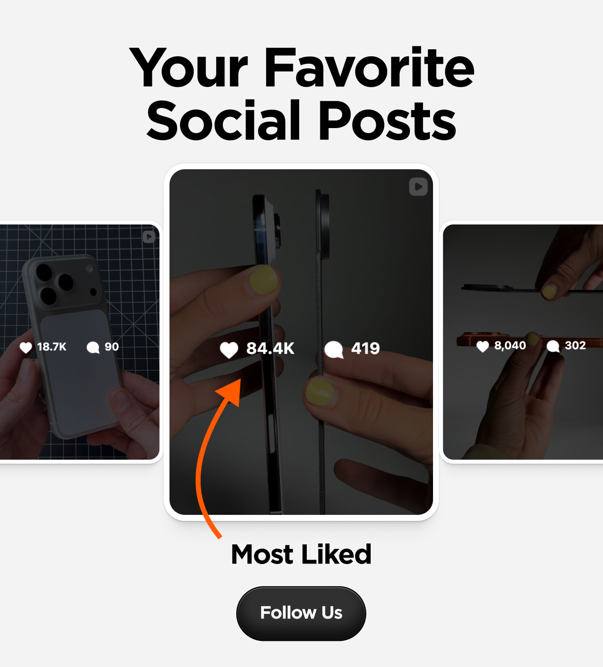 Your Favorite Social Posts. Most Liked. Follow Us.