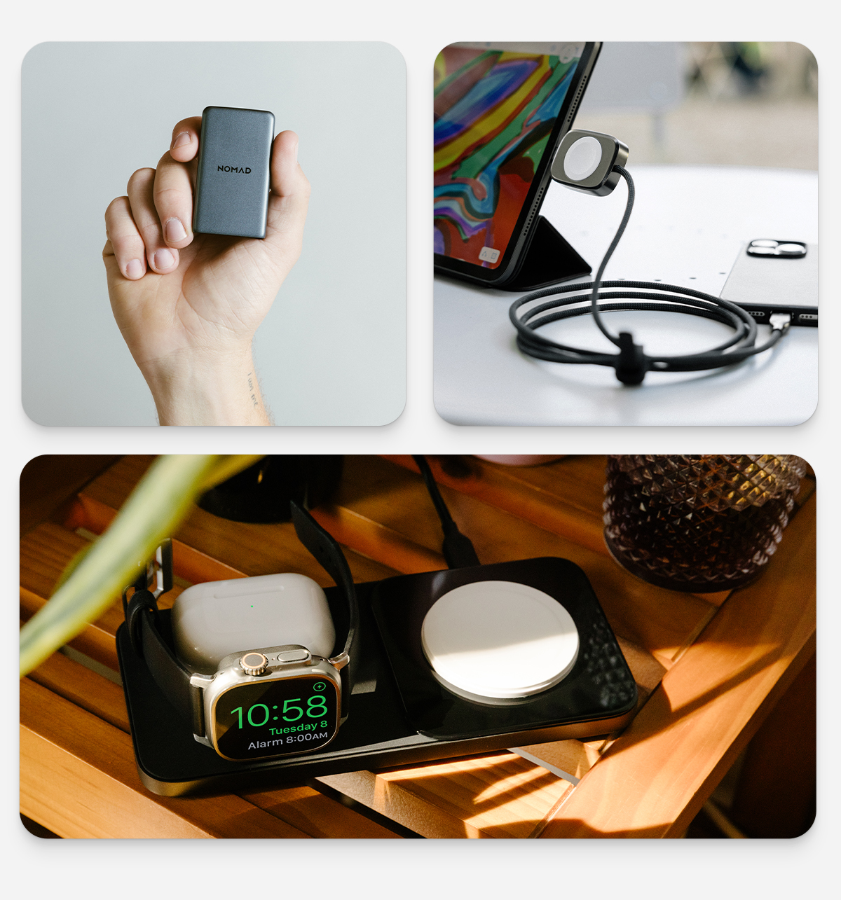 Power up with Nomad. At Nomad, our goal is to create power solutions that seamlessly fit into your daily routine and actually make charging easy. We design our chargers, adapters, and cables with the latest technology-from Qi2 to MagSafe to GaN-to ensure you get the fastest and most attractive charging experience possible. Shop Now.