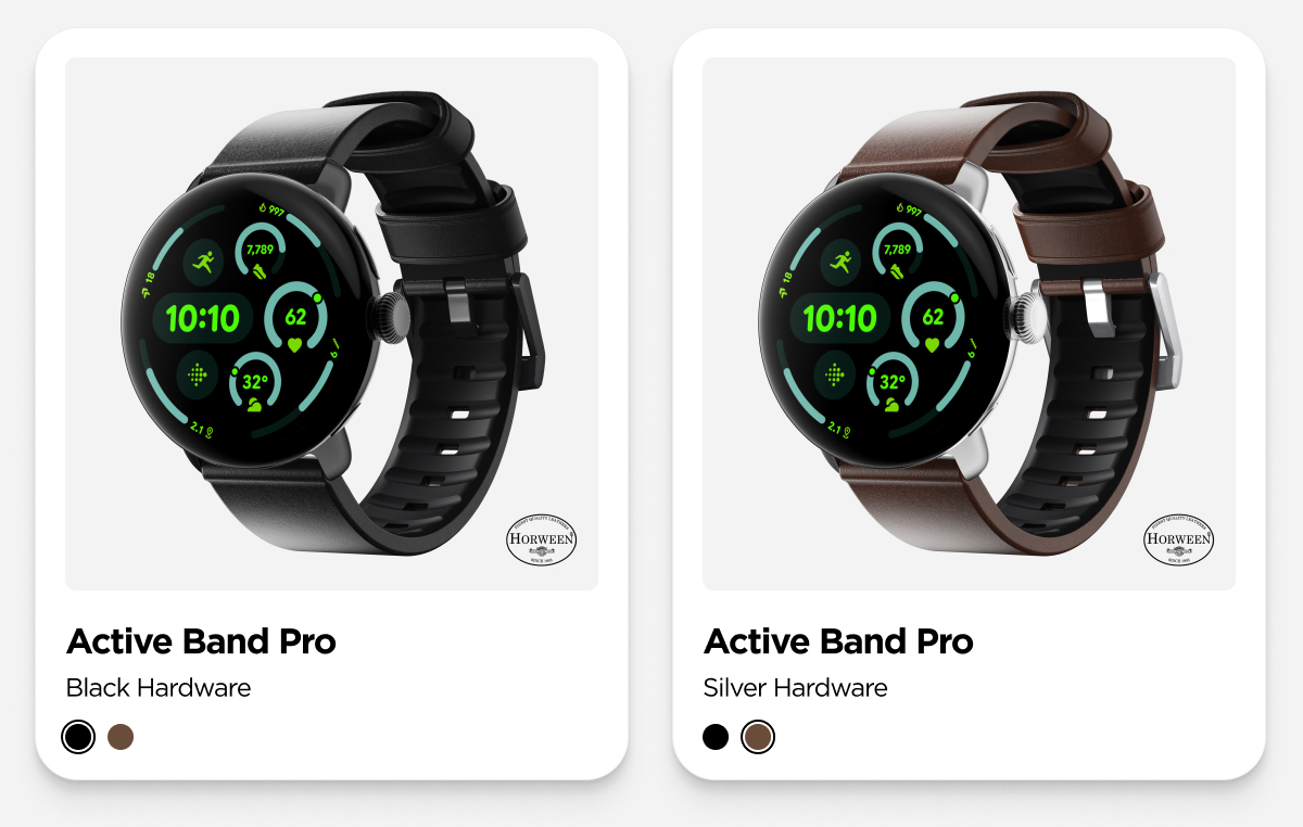 Active Band Pro. Now for Pixel Watch. After years of requests, we're excited to finally introduce our first Pixel Watch band. Active Band Pro brings over a decade of Apple Watch expertise to Pixel, pairing Horween leather with a high-density rubber interior for a band that looks refined, feels comfortable, and keeps up with every move. Shop now.