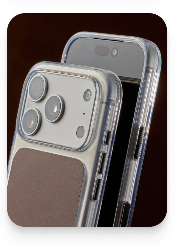 Clear Case. Brown Leather.