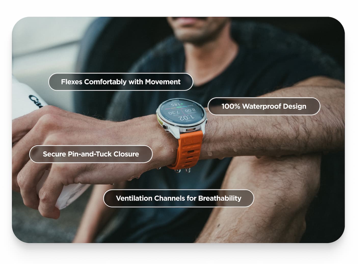 Sport Band. 100% Waterproof Design. Secure Pin-and-Tuck Closure. Ventilation Channels for Breathability. Shop Sport Bands.