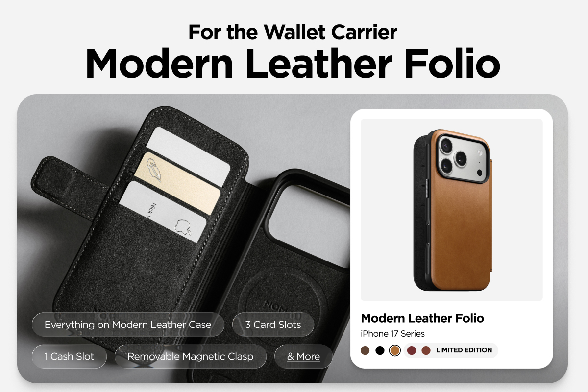 Modern Leather Folio. For the Wallet Carrier. Everything on Modern Leather Case. 3 Card Slots. 1 Cash Slot. Removable Magnetic Clasp. & More. Shop Modern Leather Folio.