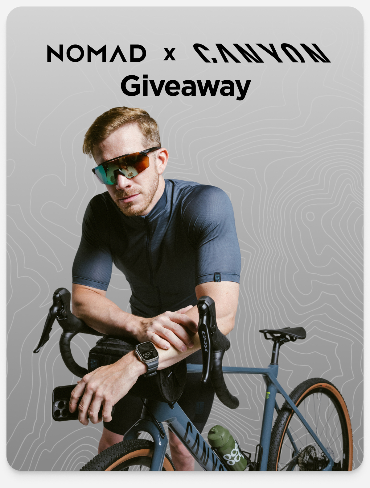 Nomad x Canyon Giveaway. Nomad and Canyon have teamed up to celebrate performance, design, and the pursuit of adventure. Enter for your chance to win an Apple Watch Ultra with a Rocky Point Band and a Canyon Race Kit - gear made to perform wherever the ride takes you. Enter Now.