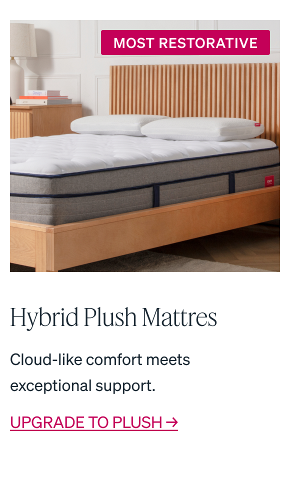"MOST RESTORATIVE Hybrid Plush Mattress Cloud-like comfort meets exceptional support."