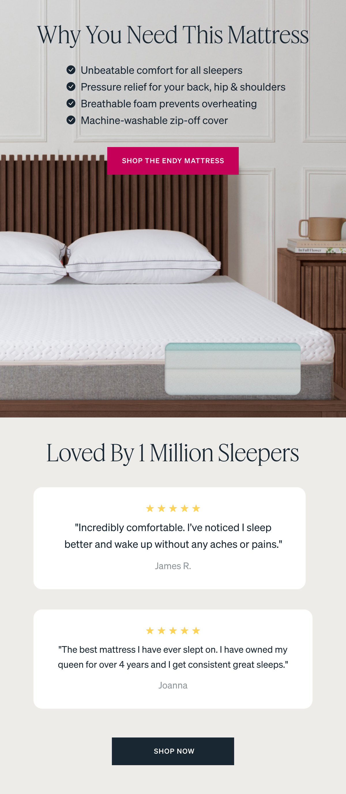 Shop Black Friday deals → Why You Need This Mattress. Unbeatable comfort for all sleepers. Pressure relief for your back, hip & shoulders. Breathable foam prevents overheating.Machine-washable zip-off cover