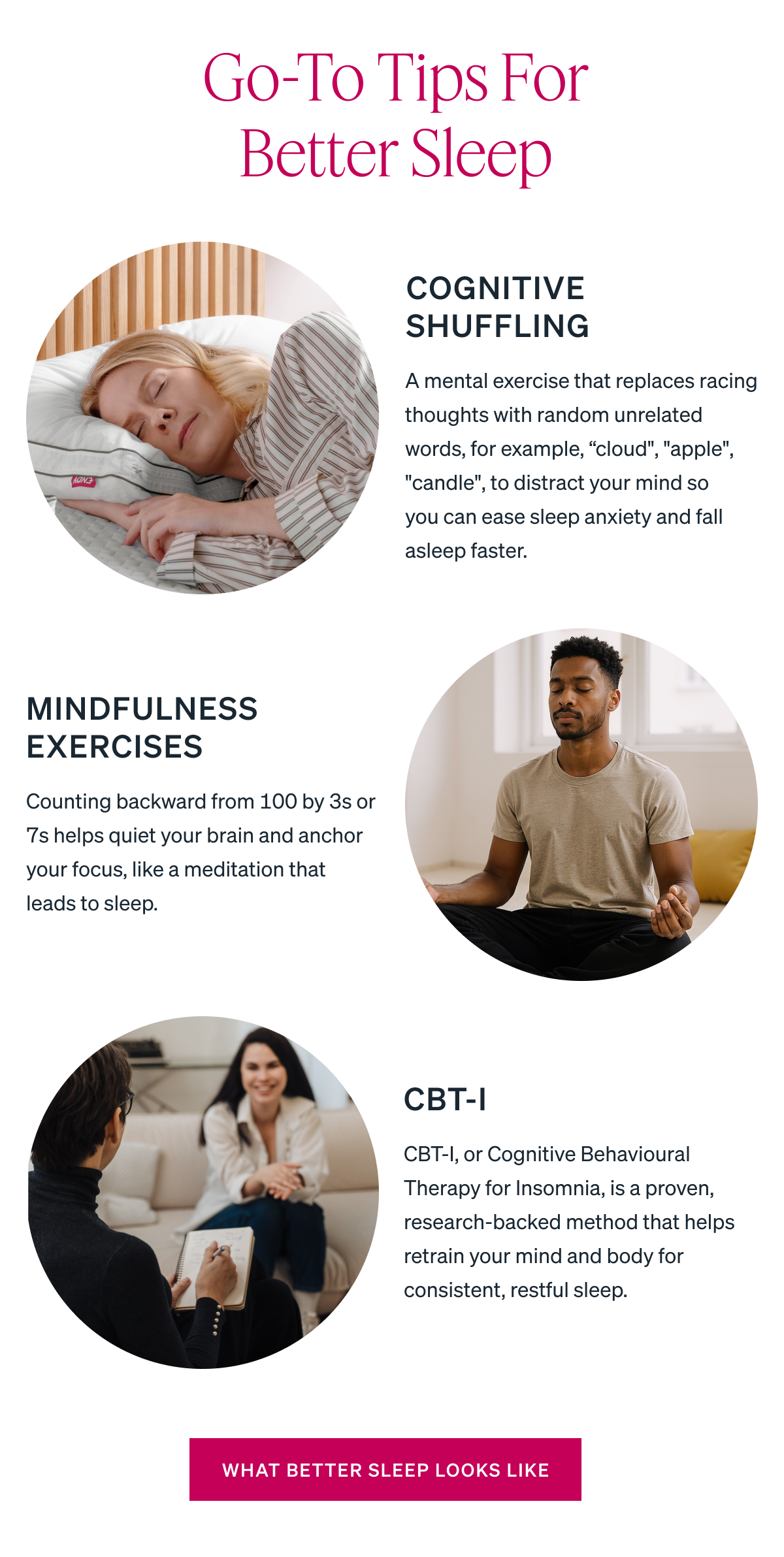 Go-To Tips For Better Sleep: Cognitive Shuffling, Mindfulness Exercises, CBT-I 