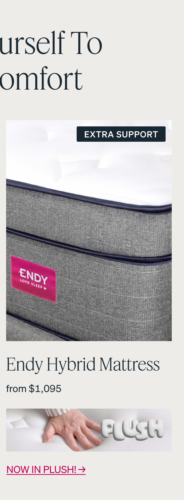 EXTRA SUPPORT The Endy Hybrid Mattress from $975