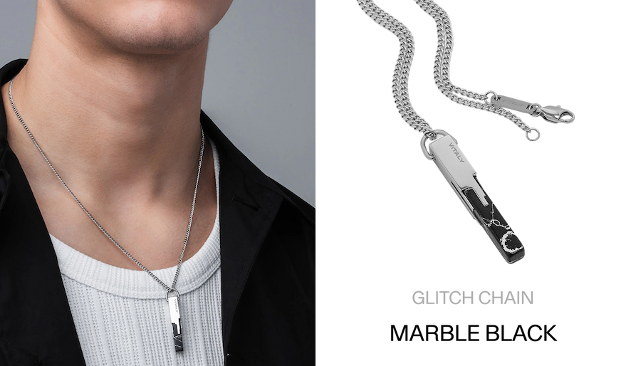 Glitch chain. Marble black.
