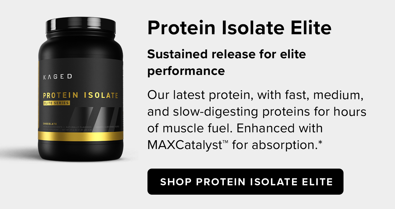 Protein Isolate Elite Sustained release for elite performance Our latest protein, with fast, medium, and slow-digesting proteins for hours of muscle fuel. Enhanced with MAXCatalyst™ for absorption.*