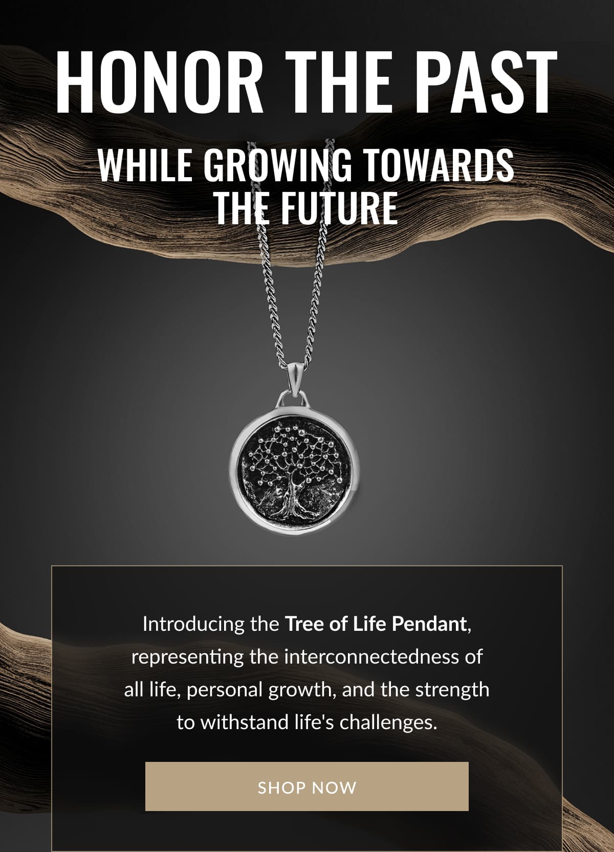 Honor The Past While growing towards the future | Introducing the Tree of Life Pendant, representing the the interconnectedness of all life, personal growth, and the strength to withstand life's challenges. | SHOP NOW