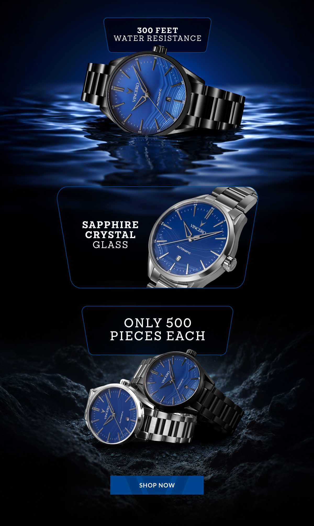 300 Feet Water Resistance Sapphire Crystal Glass Only 500 Pieces Each Shop Now