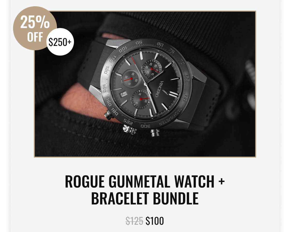 Rogue Gunmetal Watch + Bracelet Bundle