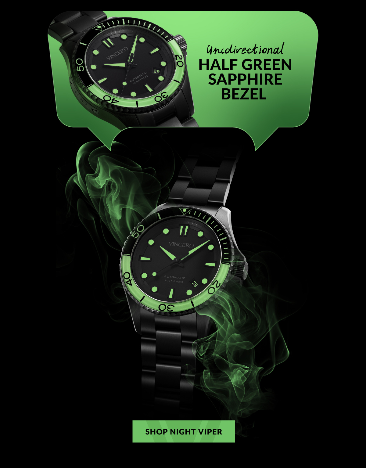 Unidirectional Half Green Sapphire Bezel