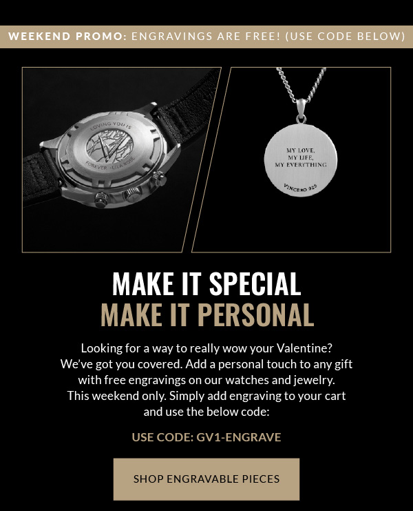 Engraved watch and necklace