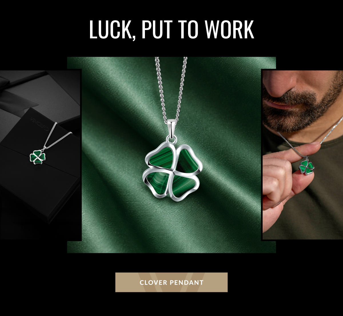 LUCK, PUT TO WORK CLOVER PENDANT