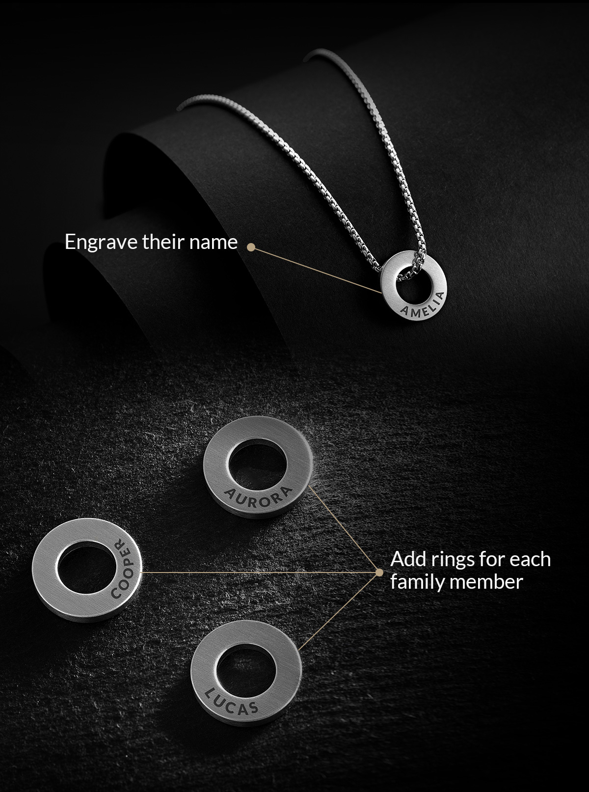 Engrave their name add rings for each family member