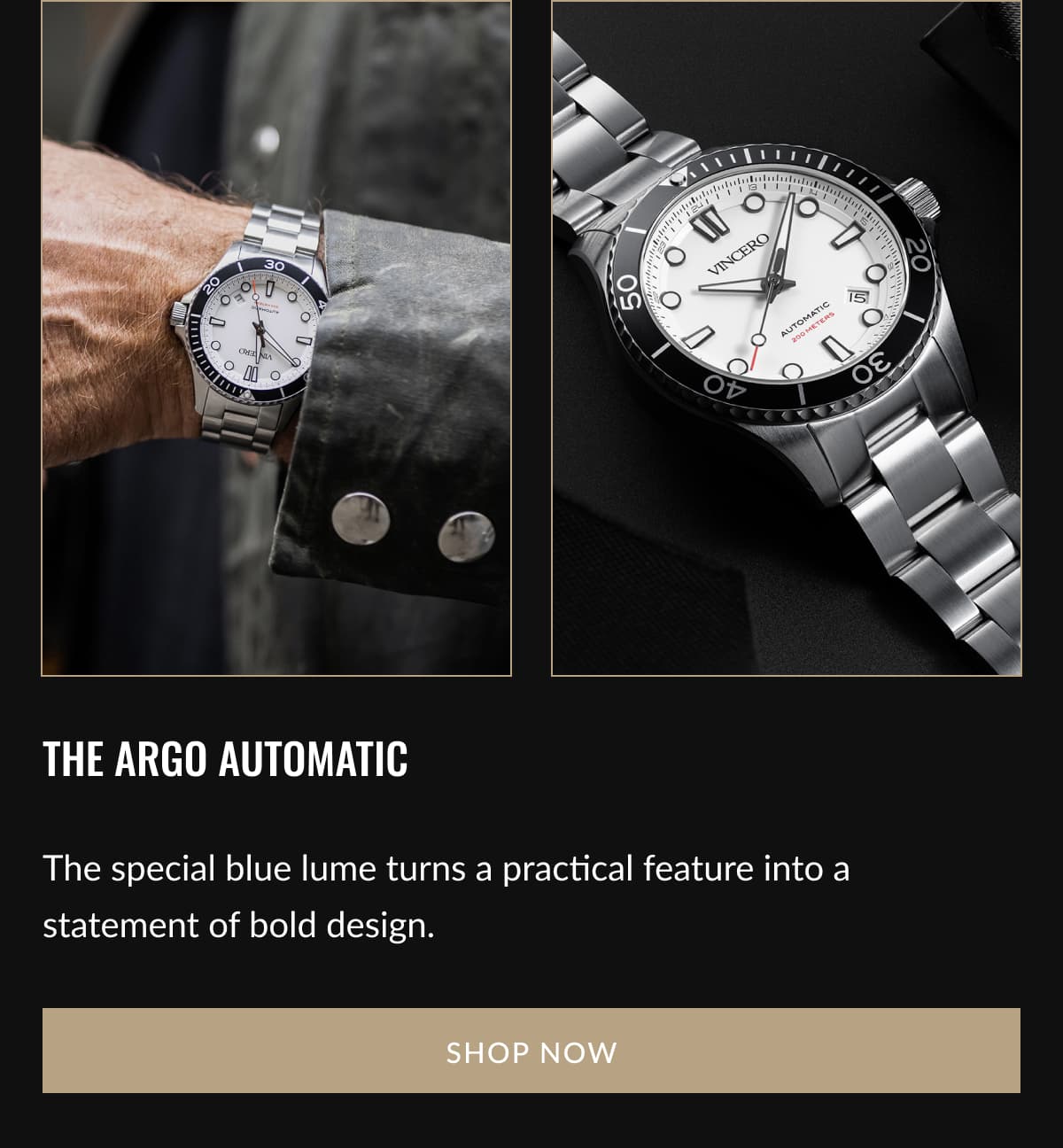 THE ARGO AUTOMATIC | The special blue lume turns a practical feature into a statement of bold design. | SHOP NOW