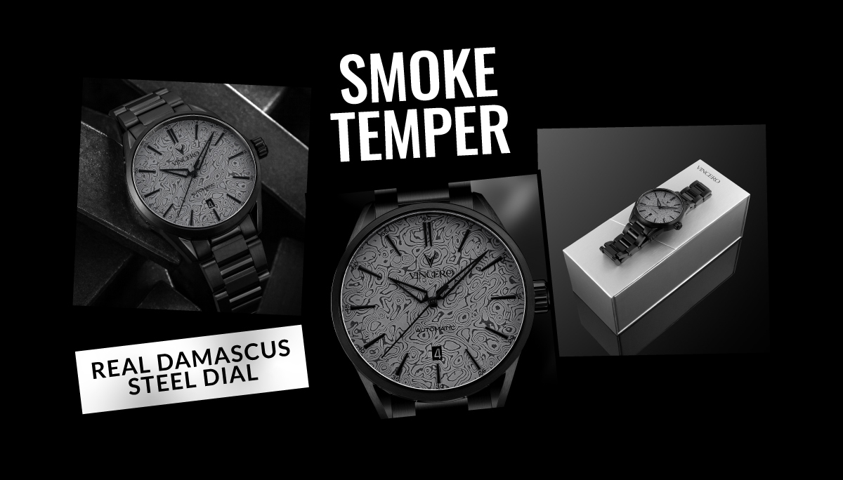SMOKE TEMPER REAL DAMASCUS STEEL DIAL