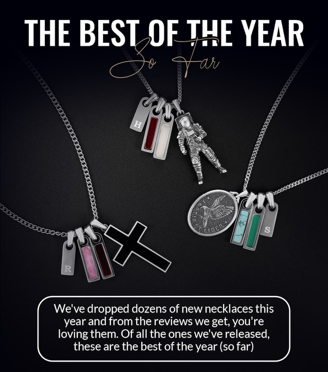 Necklaces with pendants and birthstone tags