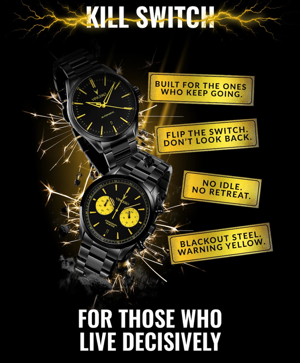 Killswitch Limited Edition. Black and yellow watches.
