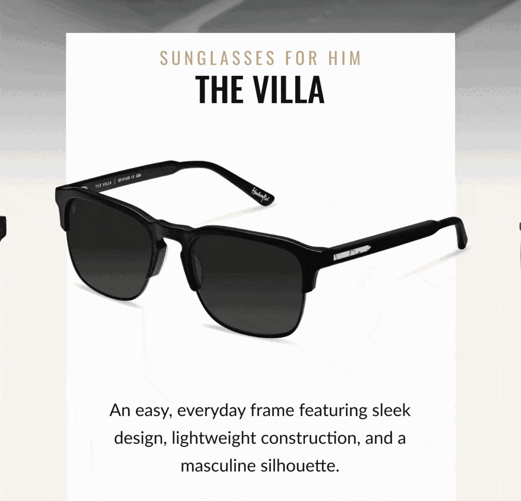 THE VILLA  - An easy, everyday frame featuring sleek design, lightweight construction, and a masculine silhouette.